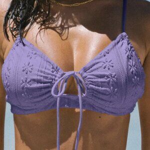 BERLOOK Purple Jacquard Front Drawstring Bikini Top ONLY 52